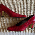 Vintage Margaret Jerrold Red Croc Embossed Leather Pumps Heels 6.5 M Photo 0