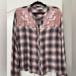 Anthropologie’s “Hazel' Pink Plaid Crochet Lace Embroidered Western Look Size XL Photo 5