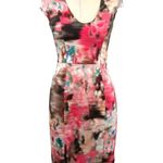 Black Halo Demetrio Cotton Watercolor Dress Pink Coral Size 2 Photo 0
