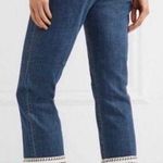 Tory Burch NWT Size 27 Connor Fringe-Bottom Cropped High Rise Jeans Boho Stretch Photo 1