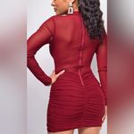 Red Bodycon Dress with sheer sleeves Size L Photo 1