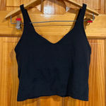 Lululemon Black Cropped Tank Top Size 8 Built In Shelf Bra Style No Pads Photo 0