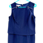 Evan Picone  size 6 navy blue‎ sleeveless dress hidden rear zip layered look Photo 2