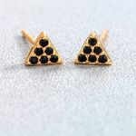 Boutique NEW‎ | Petite 18k Gold Triangle Black Pave Diamond Earrings Photo 2