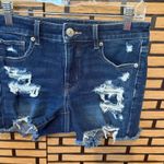 American Eagle Midi Distressed Jean Shorts Size 6‎ Blue Photo 2