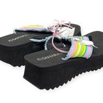 Handmade: new SOTM ❤︎︎ Striped Heart Crystal Embellished Platform Sandals ❤︎︎ 7M Black Size 7 Photo 3