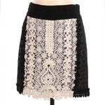 Anthropologie  Leifnotes Patchwork Lace Boho Skirt  Black Cream Crochet Size 4P Photo 1