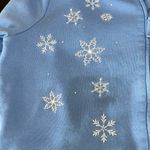 Breckenridge zippered sweatshirt blue snowflakes snowman cardigan jacket LP Photo 7