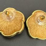 Vintage MONET Navy Blue Black/Beige Enameled Pinwheel Flower Pierced Earrings Black Photo 6