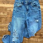 Wild Fable Light Wash Denim Heavily Exposed Distressed High Rise Mom Jeans Photo 1