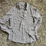 EXPRESS Petite Slim Fit Black and White Striped Portofino Shirt Photo 3