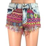 Twelve by Ontwelfth Multicolor Tribal Aztec Western Cut Off Denim Jean Shorts 28 Blue Photo 0