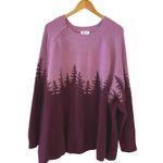 Denim & Co. Adaptive 5X Purple Tree Print Zipper Shoulder Sweater Knit Pullover Photo 1
