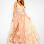 Luxxel Rose Gold Gorgeous Gown With Tulle Overlay Sequin Embellishments | NWT Photo 0