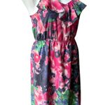 Alice + Olivia Mai RuffleTop Dress Flower Watercolor Pink Photo 4