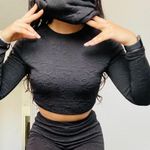 Guess by Marciano 3-piece Long Sleeve Crop Top Plus Scarf And High Waisted Legging Set  Photo 3