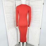 Dress Forum Ribbed Knit Cardigan Duster Sweater Dress Orange Small Photo 5