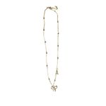 Gold Tone Bow Initial A Necklace Beaded Chain Adjustable Clasp Feminine New Photo 2