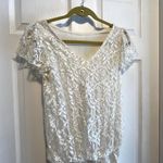 Vintage Elegant Ivory Lace Tiered Dress Short Sleeve Cocktail Party Occasion XS White Photo 2