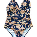 Cupshe Paisley V Neck Tummy Control One Piece Swimsuit Women's Medium Blue NEW Photo 0