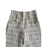 ZARA White Boucle Wide Leg Crop Button Dress Pants Size Medium Photo 6