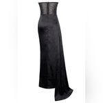 NWT Miss Circle BLACK CRYSTALLIZED CORSET HIGH SLIT SATIN GOWN size large Photo 2