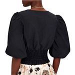 Intermix  Scarlet Puff Sleeve Poplin Top Black Dress 3/4 sleeve size medium Photo 1