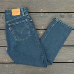 Levi's Straight Leg 501 Dark Wash Blue Denim Jeans w/ Distressed Knees Photo 0