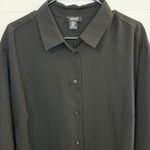 Jones New York Jones & Co Womens Plus 2X Black Button Up Shirt Blouse Long Sleeve Top Light Photo 2