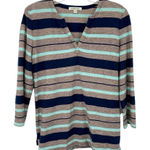 Orvis Shirt Womens Small Blue Gray Striped L/S V-Neck Pullover Photo 0