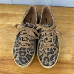 Superga  Leather Leopard Print Brown Sneakers Woven Espadrille Platform 36 / 5.5 Photo 1
