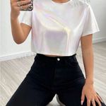 SheIn EZwear Holographic Crop Tee Photo 3