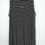 cupio  Black and White Striped Long Length Ribbed Tank Top Size L Photo 0