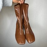 Bianca Di Womens Brown Patent Leather Square Toe Heel Ankle Boot Booties Size 10 Photo 1