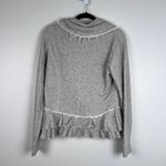 Sundance Women's French Terry Tenile Ruffle Button Up Jacket Grey Sz M Photo 5