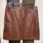 Love Riche  Brown Faux Leather Croc Embossed Mini Skirt Size Large Photo 0