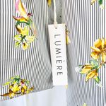 Lumière New  Floral Striped One Shoulder Long Sleeve Shirt Grey Multi Photo 12