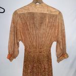 Leslie Fay Vintage 1970s  Rustic Bronze Orange Bohemian Floral Midi Dress Photo 8