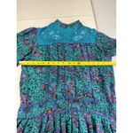 Vintage Phool Paisley Midi Dress Teal Purple Mock Neck Short Sleeve India M Green Size M Photo 4