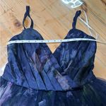 Lulus Elaborate Elegance Navy Floral Print Tulle Pleated Midi Dress Photo 3