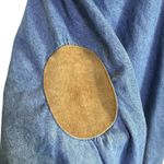 Brooks Brothers Vintage  Denim Button Up Shirt Suede Leather Collar Elbow Patches Photo 2