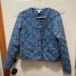 Rachel Zoe  Denim quilted Floral Blue Jacket Large Photo 0