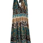 1950s 16/18 handmade silky printed halter dress Brown Size 1X Photo 1