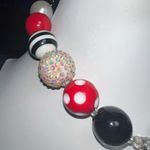 Vintage Black, white and Red Bubblegum Acrylic Necklace With Police Car Charm Black Photo 2