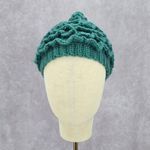 Green Ruffle Christmas Tree Funky Vintage Y2K Crochet Knit Beanie Beret Hat Photo 1