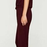 ZARA Burgundy Ribbed Short Sleeve Wrap Jumpsuit S Photo 1