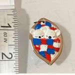 Vintage Ceramic Sleeping Bears Pendant Red Blue Blanket With FLAW White Photo 4