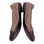 AGL Taupe Brown Suede and Snakeskin Cap Toe Ballet Flats Size 37 Photo 2
