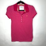 American Eagle Y2K  Pink Stripe Eagle Polo Shirt Sz Medium Photo 4