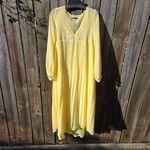 ZARA NEW  pleated flowy yellow maxi midi dress L Photo 6